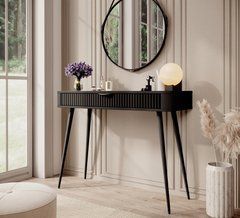 Стіл туалетний Perfect Home Ланте / Lante 1S/100 з 1 шухлядою і чорними ніжками Чорний жива фотографія