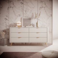 Комод Perfect Home Ланте / Lante з 6 шухлядами і золотими ніжками 6S/163 Беж жива фотографія