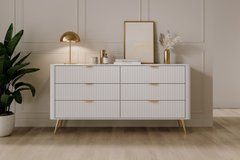 Комод Perfect Home Ланте / Lante з 6 шухлядами і золотими ніжками 6S/163 Білий жива фотографія