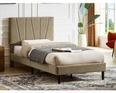 Кровать SAVANA Velvet Signal 90x200 Беж реальная фотография