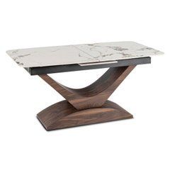 Стіл ALICANTE Mebel Elite 160(200)х90 Білий мармур/Горіх жива фотографія