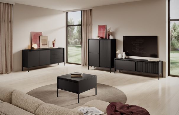 Тумба под телевизор Perfect Home Сенсо/Senso 2-дверная 2D/153 Черный реальная фотография