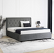 Кровать двуспальная бархатная MEBEL ELITE CROS Velvet 160x200 см Темно серый реальная фотография