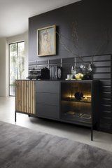Комод с подсветкой Perfect Home Сенто / Sento KSZ154 2-дверный с 3 ящиками Черный/дуб один реальная фотография