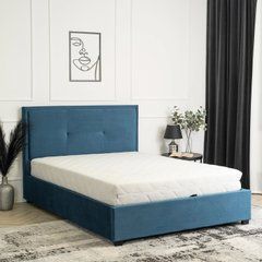 Ліжко двоспальне оксамитове MEBEL ELITE ANDRE Velvet 140x200 Синій жива фотографія