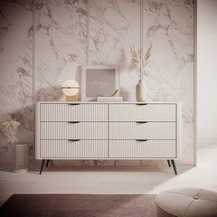 Комод Perfect Home Ланте / Lante з 6 шухлядами і чорними ніжками 6S/163 Беж жива фотографія