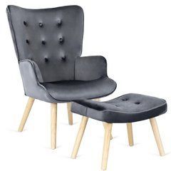 Кресло мягкое с подставкой для ног LOZANO Mebel Elite Velvet Серый