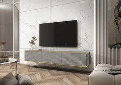 Тумба под телевизор навесная Perfect Home Оро/Oro 3-дверная RTV175 MDF Серый реальная фотография