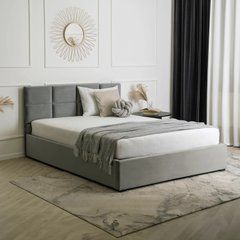 Ліжко оксамитове MEBEL ELITE MANDA Velvet 140x200 см Сірий жива фотографія