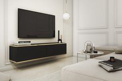 Тумба под телевизор навесная Perfect Home Оро/Oro 2-дверная RTV135 Черный реальная фотография