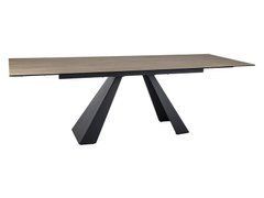Стіл Обідній SALVADORE CERAMIC BRĄZ SABBIA 160(240)X90 Signal Світло Коричневий Мат / Чорний Мат жива фотографія