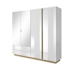 Шкаф для одежды Perfect Home Арко / Arco 4-дверный с зеркалом 4D2S/220 Белый глянец/дуб грандсон реальная фотография
