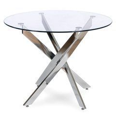 Стіл MEBEL ELITE SALLO 2 100х100 см Прозорий/Хром жива фотографія