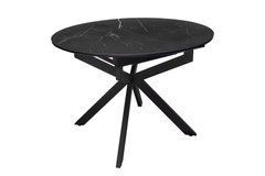 Стол Обеденный ATLAS CERAMIC Shks Black Matt Bjorn 105(138)х105 Черный Эффект Мрамора реальная фотография