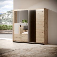Шкаф полукупе Perfect Home Талли / Tally 4-дверный с зеркалом 4D2S/220 Дуб артизан/антрацит реальная фотография