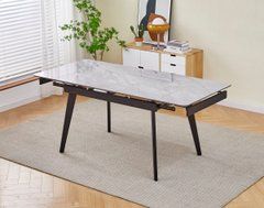 Стол раскладной OSLO CERAMIC Intarsio 120(180)*80 Серый Глянец Черный реальная фотография
