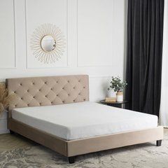 Ліжко оксамитове MEBEL ELITE QUEEN Velvet 160x200см Беж жива фотографія
