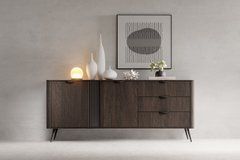 Комод Perfect Home Веріс / Veris 2D3S/195 2-дверний з 3 шухлядами Дуб дунін/чорний жива фотографія