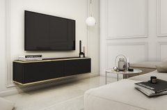 Тумба под телевизор навесная Perfect Home Оро/Oro 2-дверная RTV135 MDF Черный реальная фотография