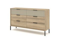 Комод Perfect Home Летто / Letto 6S/153 с 6 ящиками Дуб терра черный/серый каменный реальная фотография
