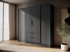 Шкаф для одежды Perfect Home Келли / Kelly 4D 4-дверный Графит реальная фотография