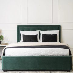 Ліжко двоспальне оксамитове MEBEL ELITE CROS Velvet 160x200 см Зелений жива фотографія