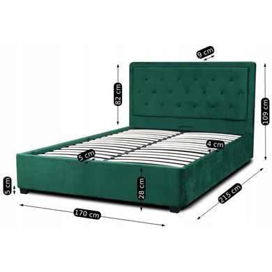 Кровать двуспальная бархатная MEBEL ELITE CROS Velvet 160x200 см Зелений реальная фотография