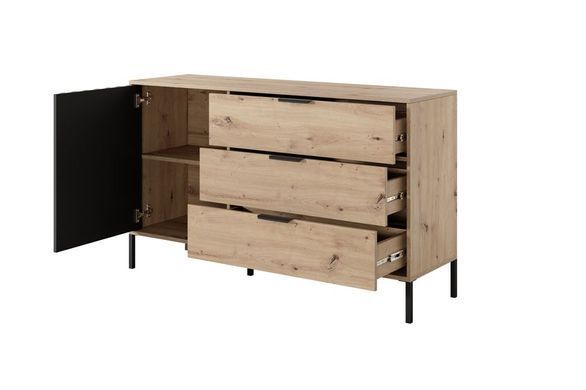 Комод Perfect Home Талли / Tally 1-дверный с 3 ящиками 1D3S/138 Дуб артизан/антрацит реальная фотография