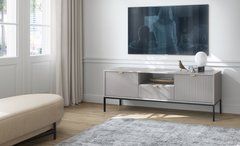 Тумба под телевизор Perfect Home Новая/Nova 2-дверная с 1 ящиком и черными ножками RTV154 Серый реальная фотография