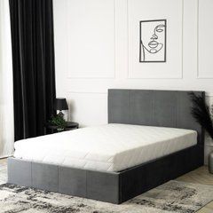 Ліжко двоспальне оксамитове MEBEL ELITE MELIA Velvet 140x200 Темно Сірий жива фотографія
