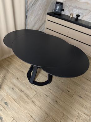 Круглый Стол Раскладной Kristy Nomer1 Керамика 110(160)х110 Черный реальная фотография
