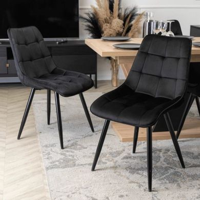 MEBEL ELITE Комплект CLARK Стіл 120-160 см Дуб Артісан/Чорний та 4 стільці RIO Чорний жива фотографія