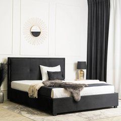 Ліжко двоспальне оксамитове MEBEL ELITE ANDRE Velvet 160x200 Темно Сірий жива фотографія