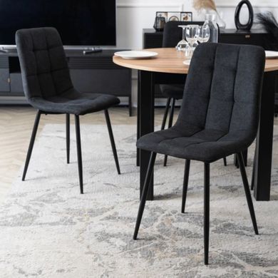 MEBEL ELITE Комплект HARRY стіл 102-142 см дуб крафт/чорний та 6 стільців PERU 2 чорний жива фотографія