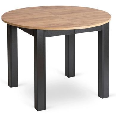 MEBEL ELITE Комплект HARRY стіл 102-142 см дуб крафт/чорний та 6 стільців PERU 2 чорний жива фотографія