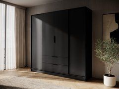 Шкаф для одежды Perfect Home Келли / Kelly 4D 4-дверный Черный реальная фотография