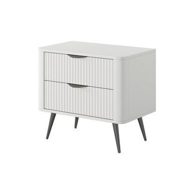 Тумба приліжкова Perfect Home Ланте / Lante з 2 шухлядами і чорними ніжками 2S Білий жива фотографія