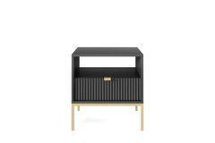 Тумба приліжкова Perfect Home Нова / Nova з 1 шухлядою і золотими ніжками S54 Чорний жива фотографія