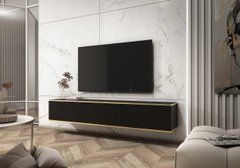 Тумба под телевизор навесная Perfect Home Оро/Oro 3-дверная RTV175 MDF Черный реальная фотография