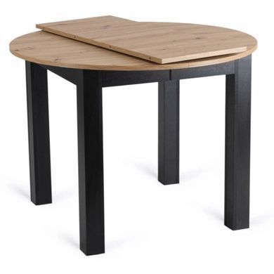 MEBEL ELITE Комплект HARRY Стіл 102-142 см Artisan Дуб/Чорний та 6 стільців PERU Бежевий жива фотографія