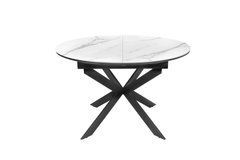 Стол Обеденный ATLAS CERAMIC Snow White Matt Bjorn 120(160)х120 Белый Эффект Мрамора реальная фотография
