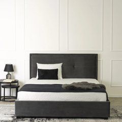 Ліжко двоспальне оксамитове MEBEL ELITE ANDRE Velvet 140x200 Сірий жива фотографія