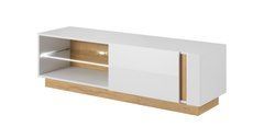 Тумба под телевизор Perfect Home Арко/Arco 1-дверная 1D/138 Белый глянец/дуб грандсон реальная фотография