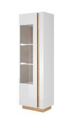 Витрина высокая Perfect Home Арко / Arco 1-дверная 1D1W/60 Белый глянец/дуб грандсон реальная фотография