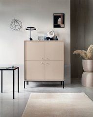 Комод высокий Perfect Home Моно/Mono 4-дверный с черными ножками MK104 Беж песочный реальная фотография