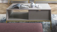 Стол журнальный Perfect Home Новая/Nova с 2 ящиками и золотыми ножками L104 Серый реальная фотография