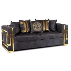 Трехместный диван PALLAZO 3S Mebel Elite черный/золотой