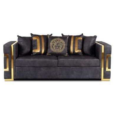 Трехместный диван PALLAZO 3S Mebel Elite черный/золотой